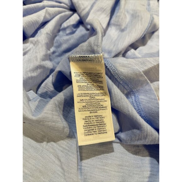 Chaps Women’s 3X Light Blue Lace Sleeve Top Relaxed Fit Cotton Blend NWT - Picture 11 of 13